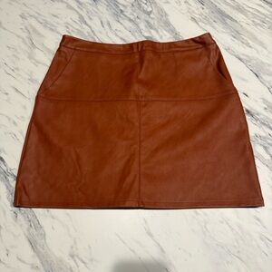 Stella Luce Tan Leather Mini Skirt